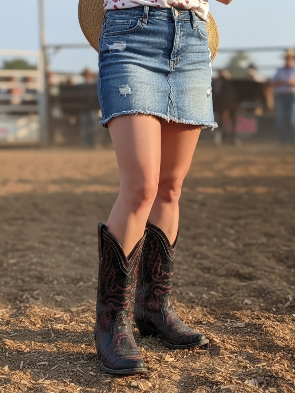 Reba Women’s Black Leather Western Cowboy Boots Red Stitching Size 7M